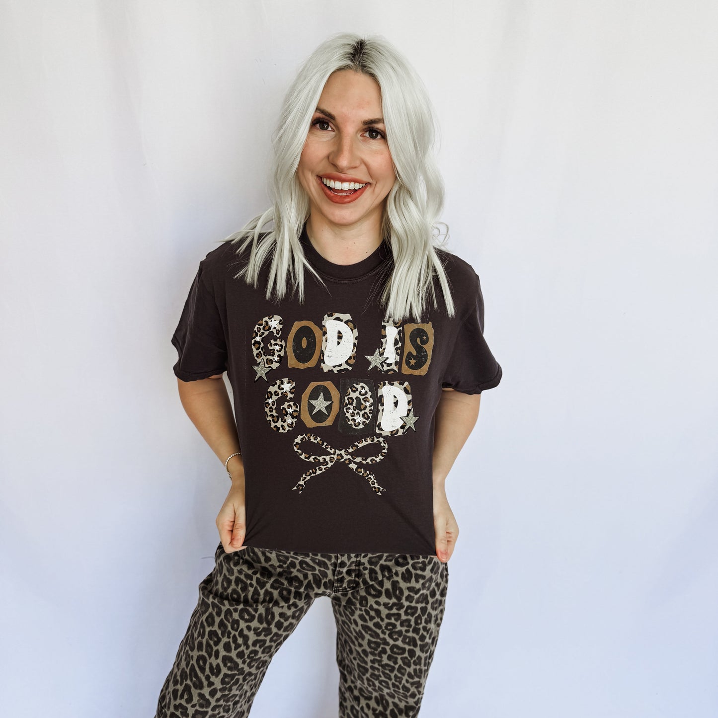 *Leopard God Is Good Graphic Tee