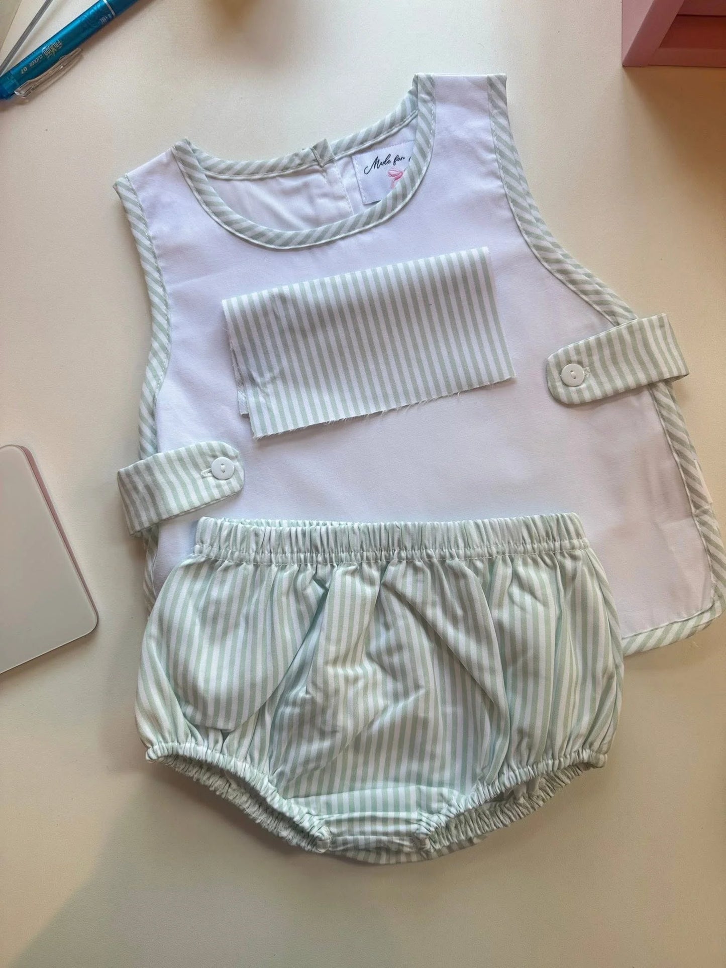 PRE-ORDER: Green Stripe Apron Set