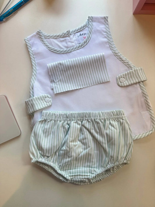 PRE-ORDER: Green Stripe Apron Set