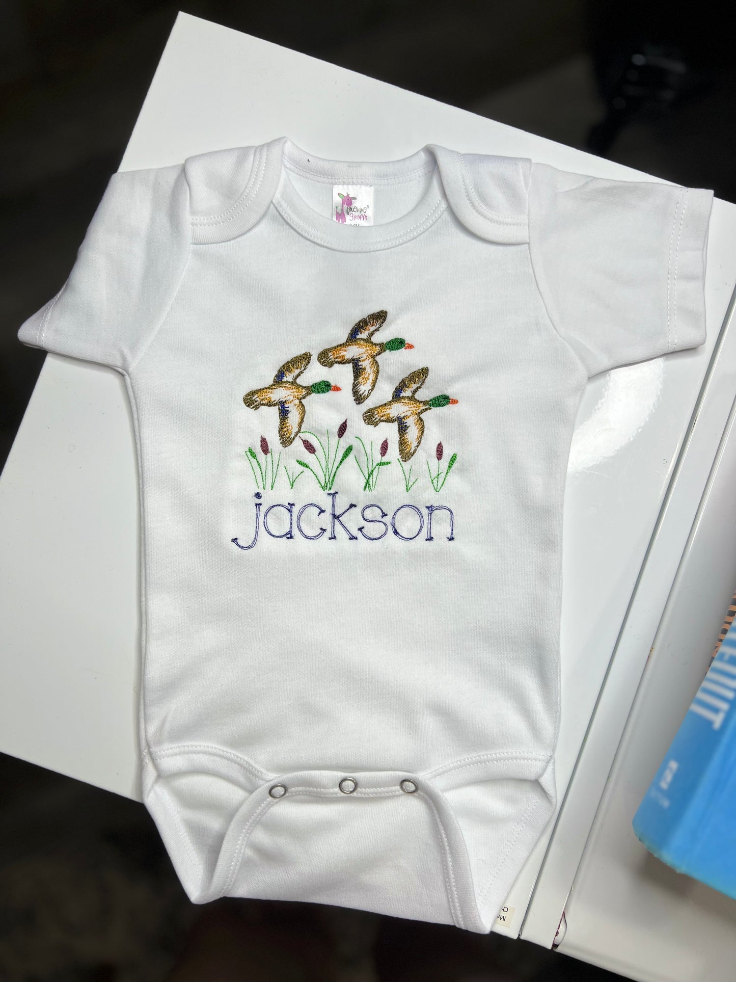 Mallard over Reeds - White Bodysuit