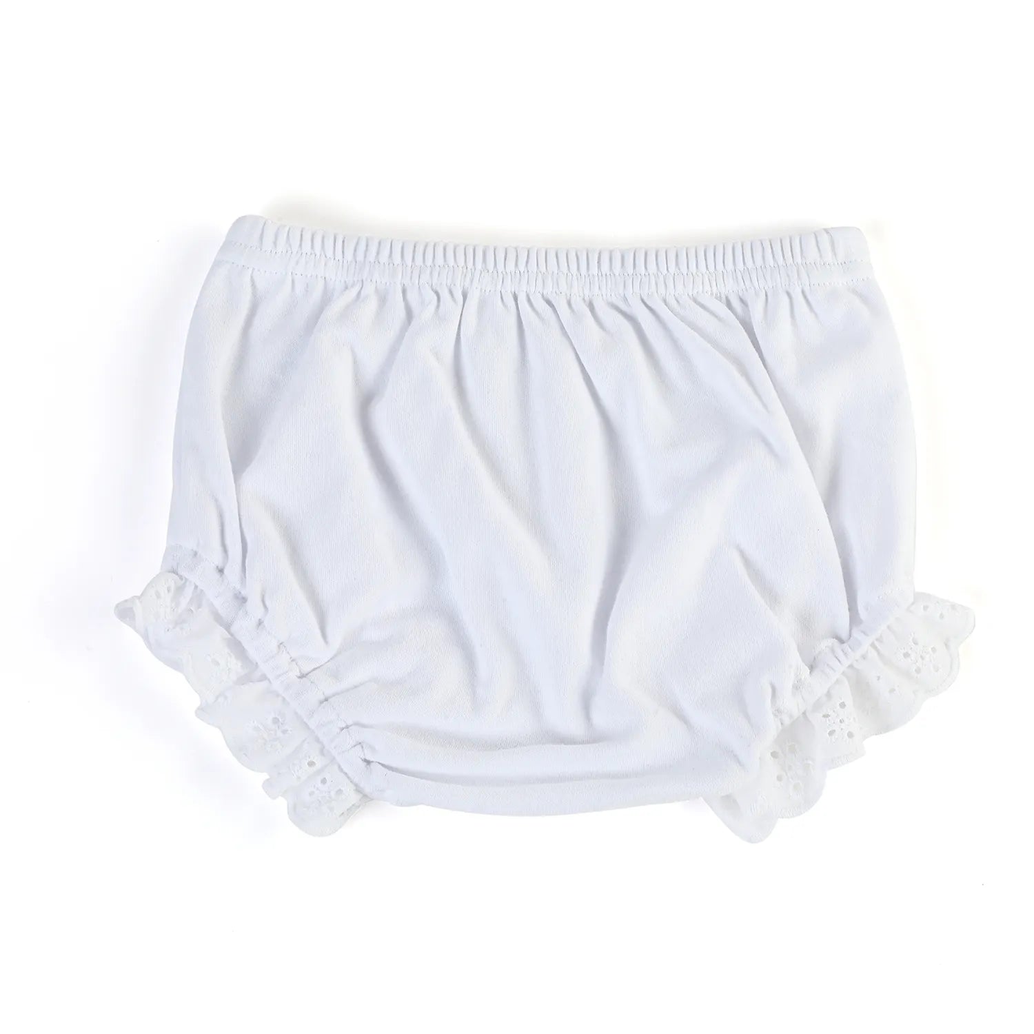 White lace eyelet trimmed bloomers