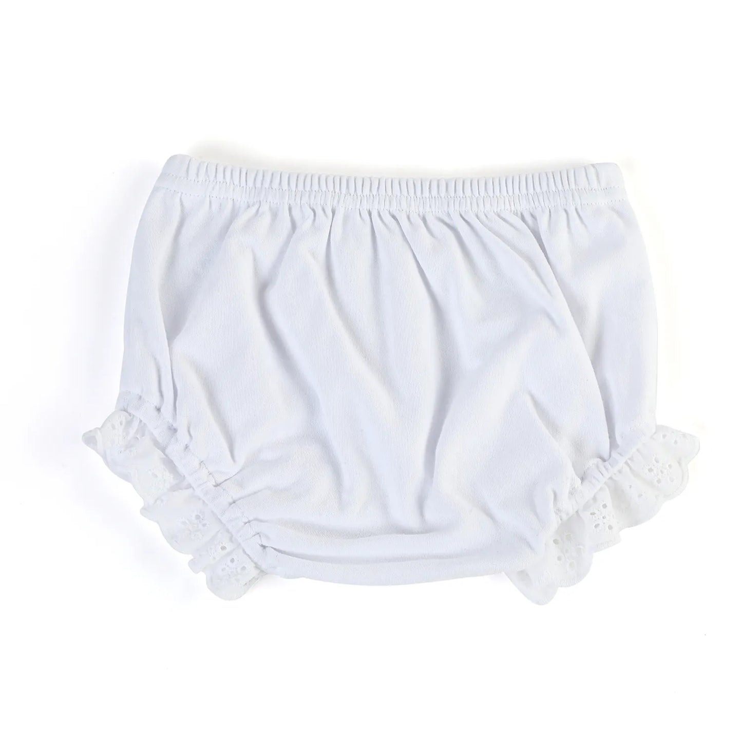 White lace eyelet trimmed bloomers