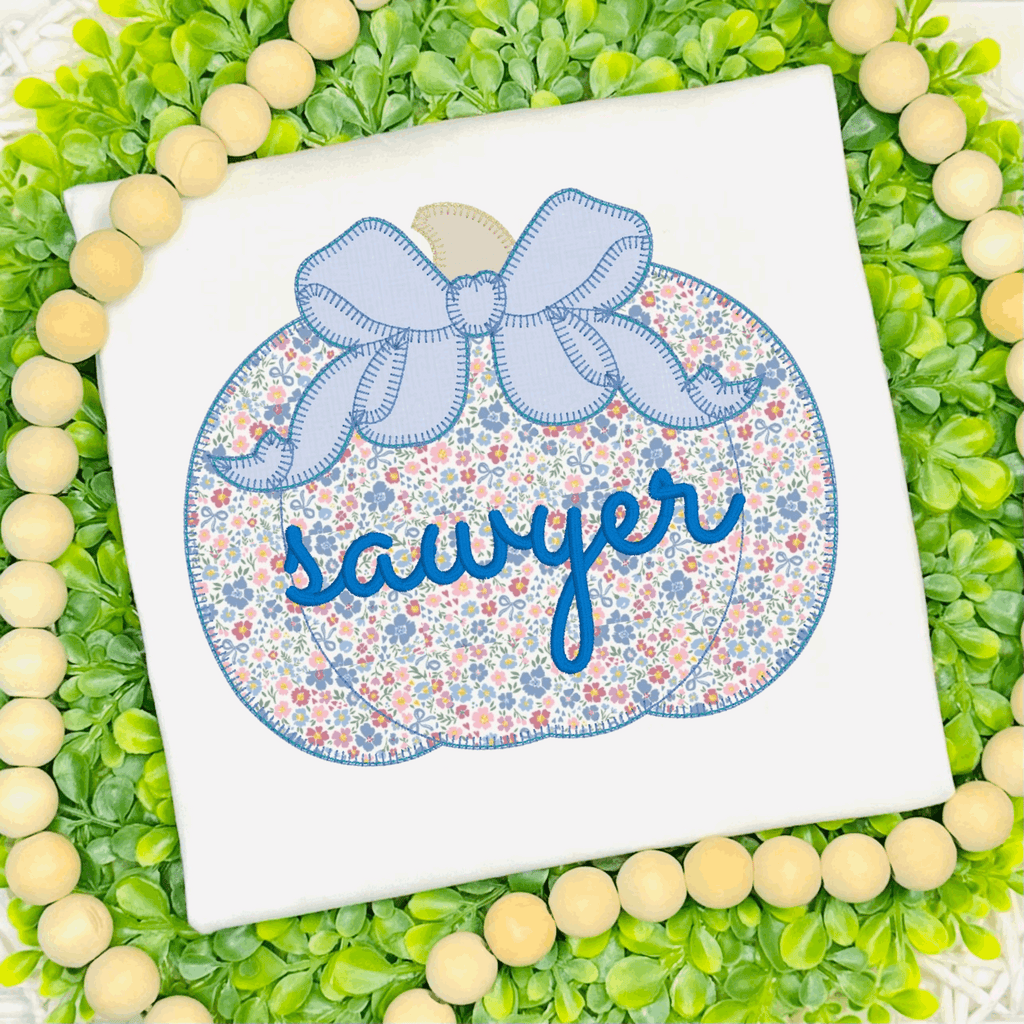 Applique Bow Pumpkin Ruffle Shirt