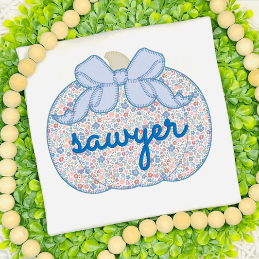 Applique Bow Pumpkin Ruffle Shirt