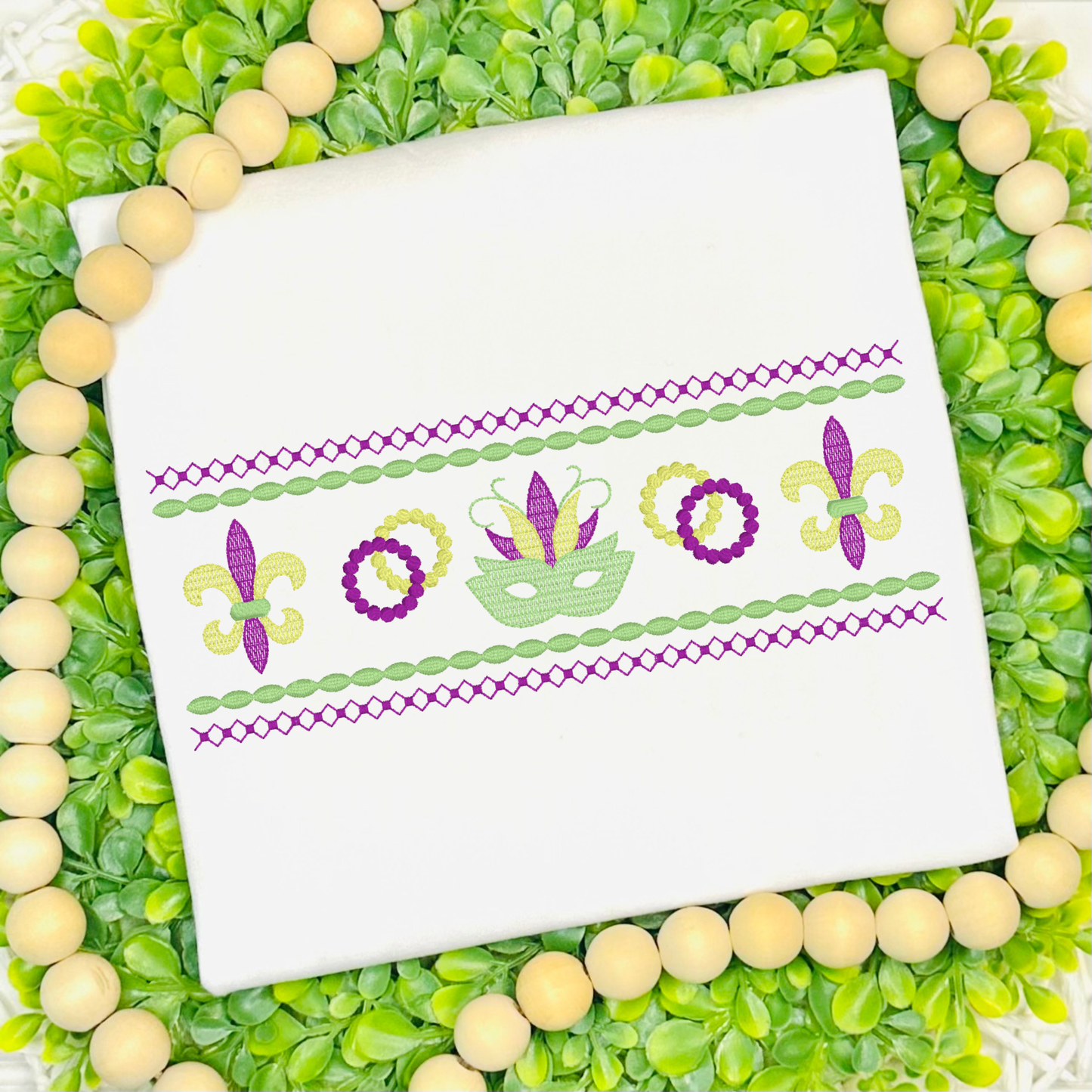 Faux Smocked Mardi Gras Icons Shirt