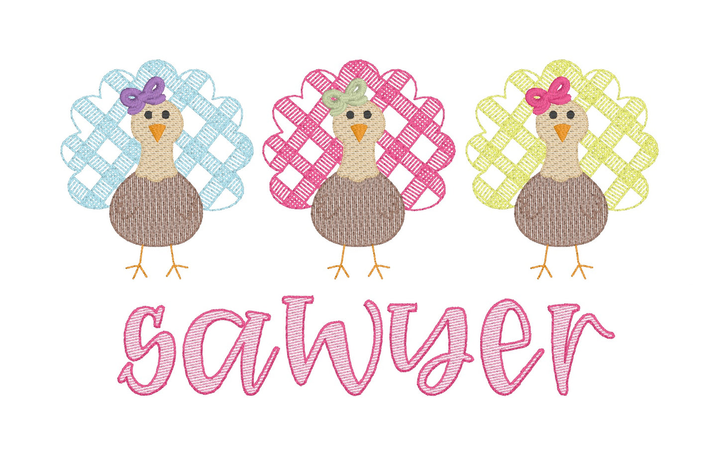 Girls Turkey Trio Shirt with Bows - Short Sleeve, White