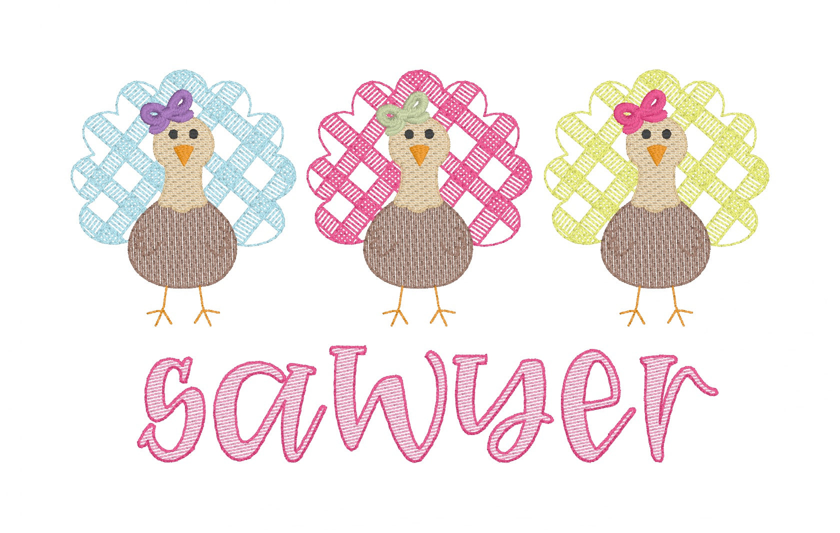 Girls Turkey Trio Shirt with Bows - Short Sleeve, White